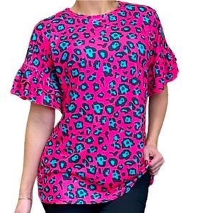 Pink & Blue Leopard Top - Women’s